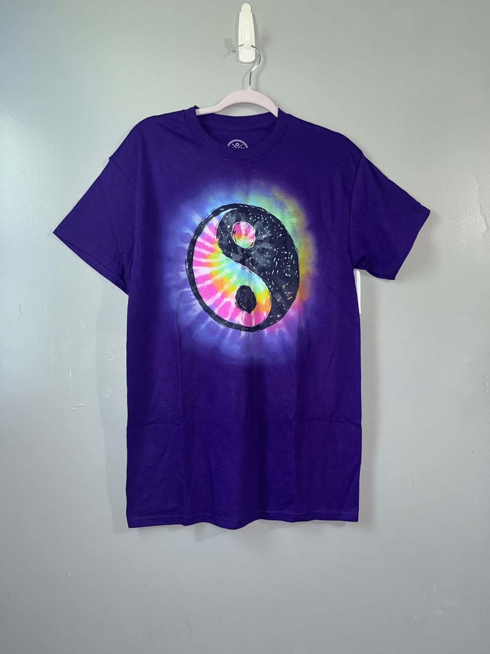 Purple Tie-Dye Yin Yang Graphic Tee - Casual Men's Short Sleeve